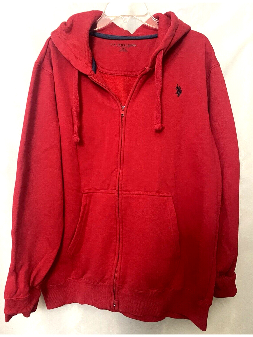 U.S. Polo Assn. Full Zip Hoodie Men's Size XXL Red 2 Pockets Blue Pony